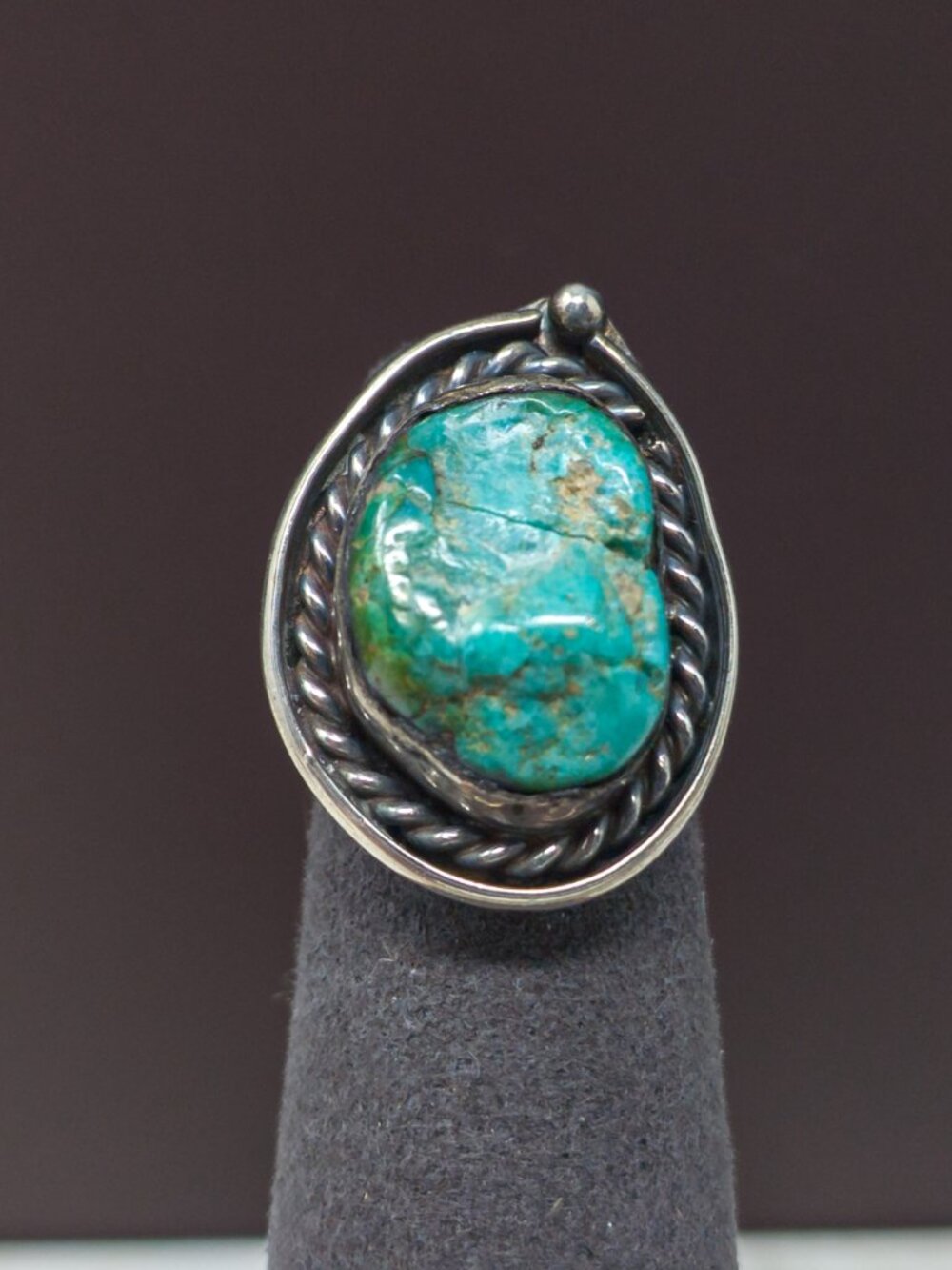 Southwest Sterling Turquoise Statement Pinky Ring (Stone Crack)